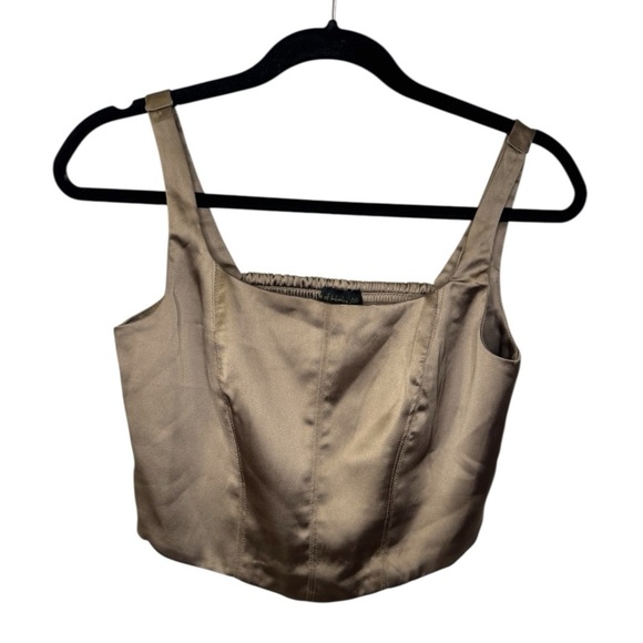 House of Harlow 1960 x Revolve Taupe Satin Corset Crop Top Bustier - Picture 1 of 6